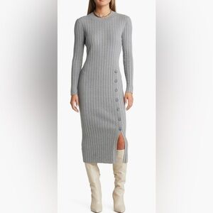 Gray Ribbed Knit Dress Open Edit (Nordstrom brand)